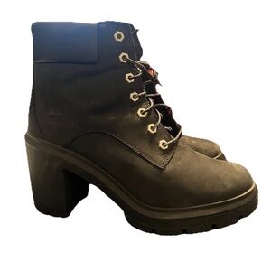 Timberland Black Womens Boots Size 10 Lace Up Suede Leather Shoes